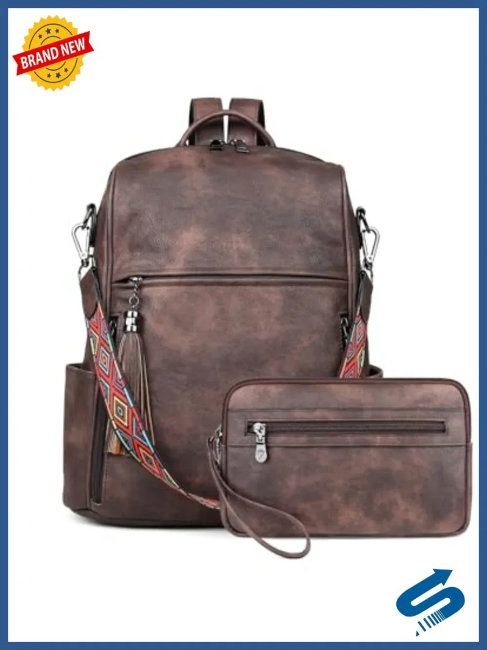 Leather Backpack for Women, 15.6